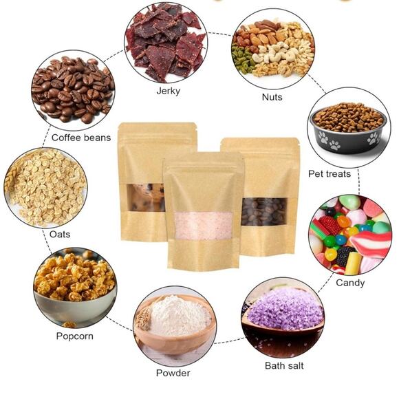 Stand Up Pouch Bags, 96 Pack Kraft Pouch Tear Notch and Matte (3.5IN X 5.5IN) - Picture 3 of 5